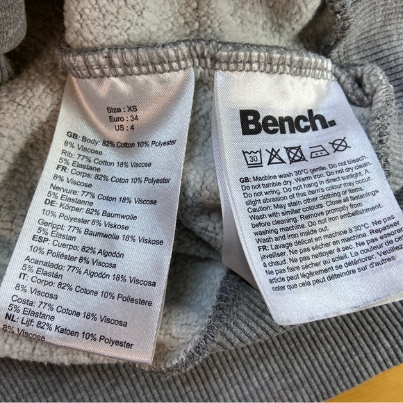 Bench Women's Size XS‎ Grey Fleece Lined Full Zip Sweatshirt - Picture 10 of 10